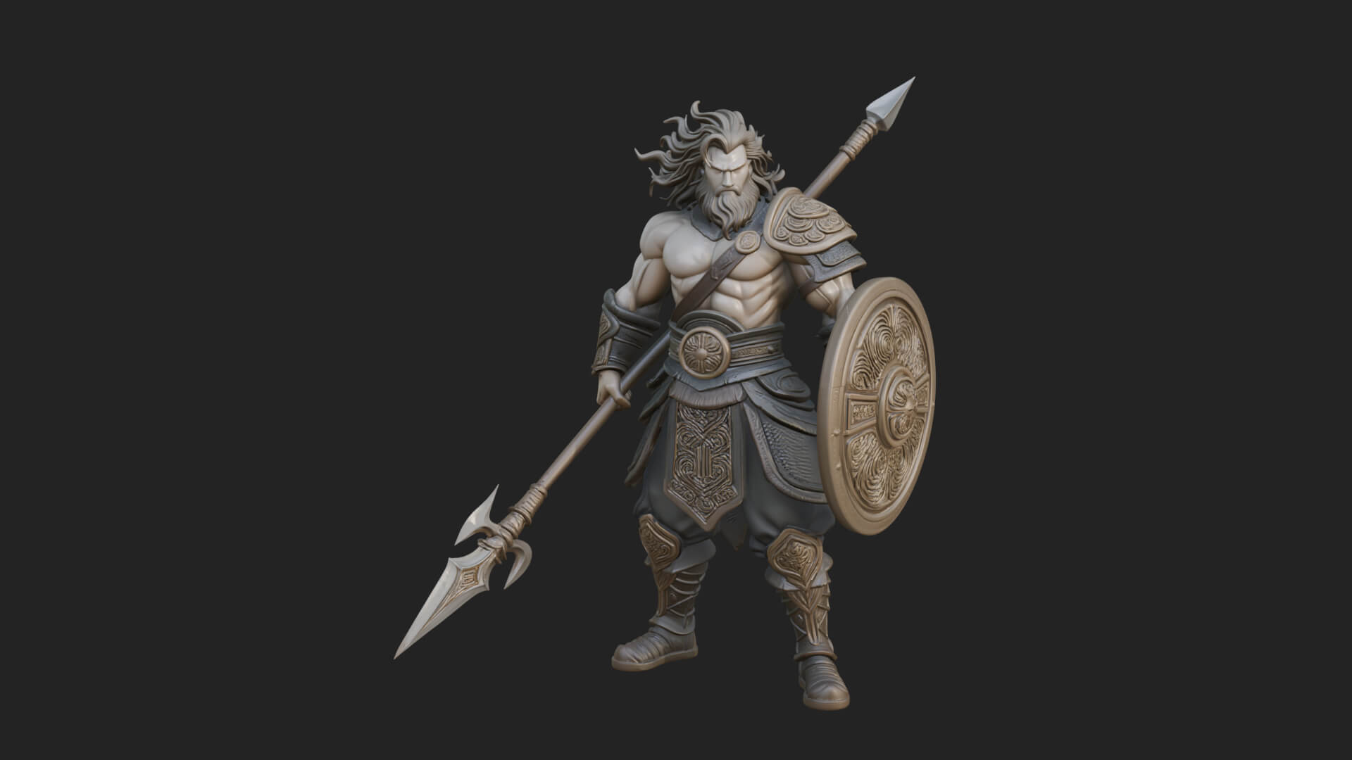 Greek Hoplite Warrior Statue Design 31 3D Print Model 3D Model