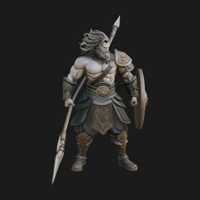 Greek Hoplite Warrior Statue Design 31 3D Print Model