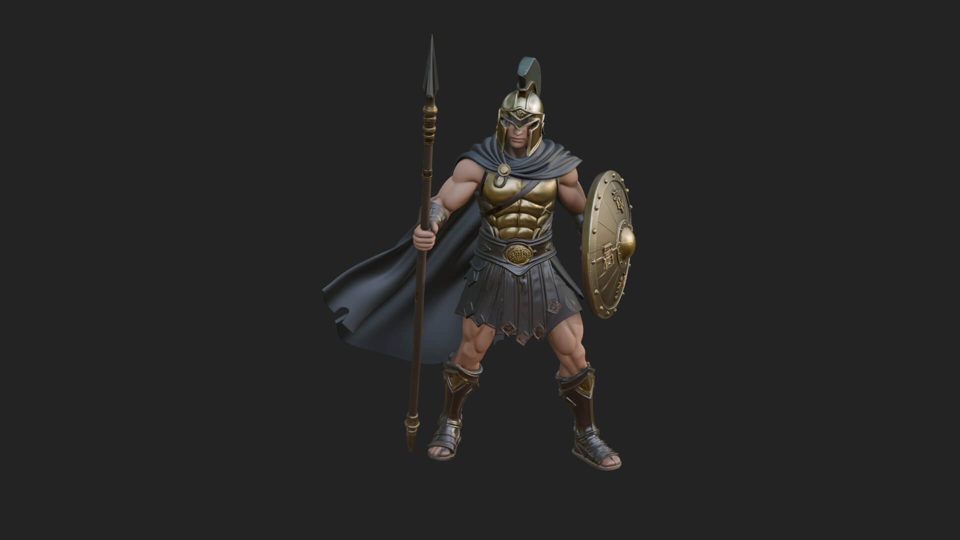 Greek Hoplite Warrior Statue Design 32 3D Print Model 3D Model