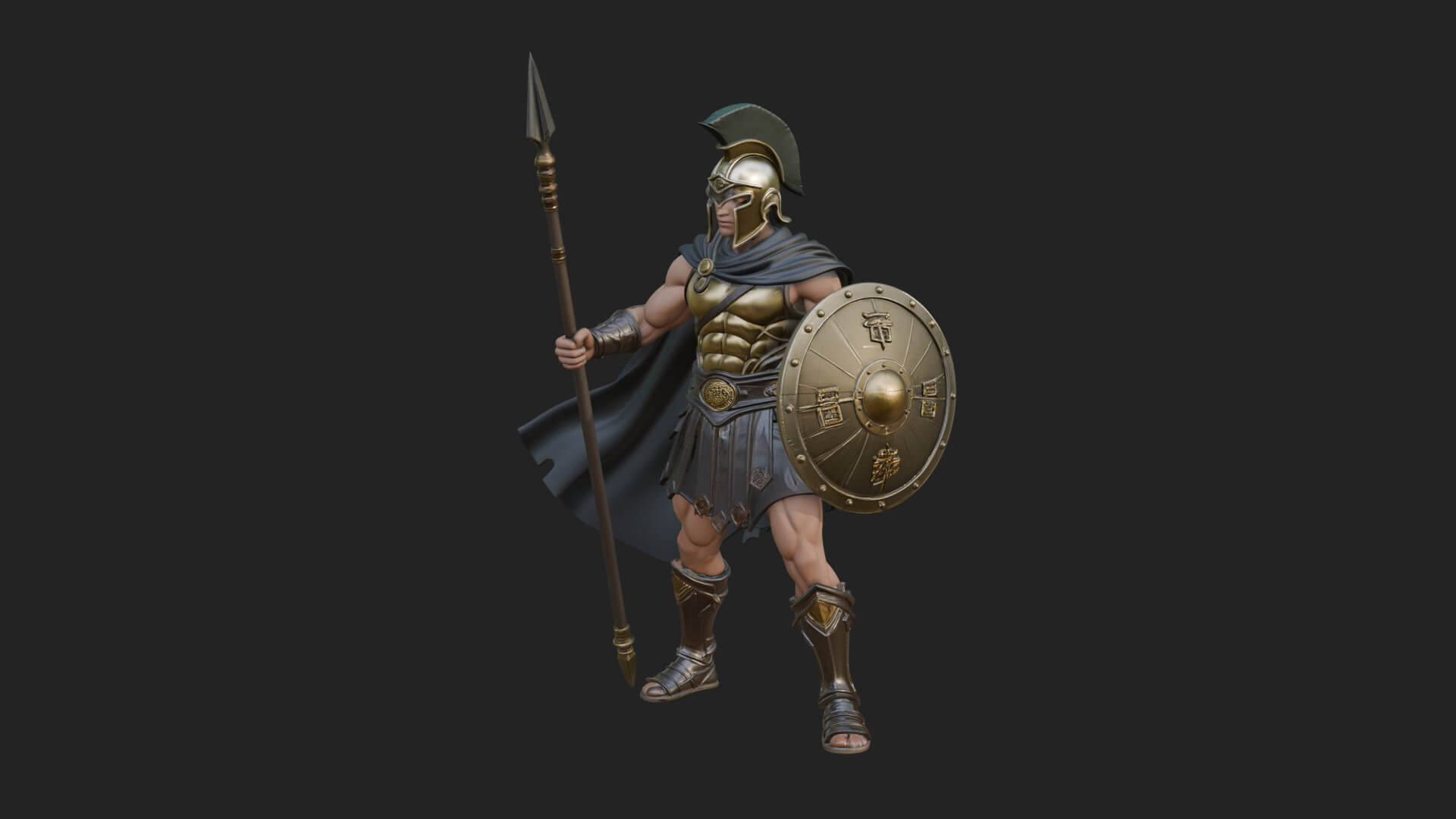 Greek Hoplite Warrior Statue Design 32 3D Print Model 3D Model