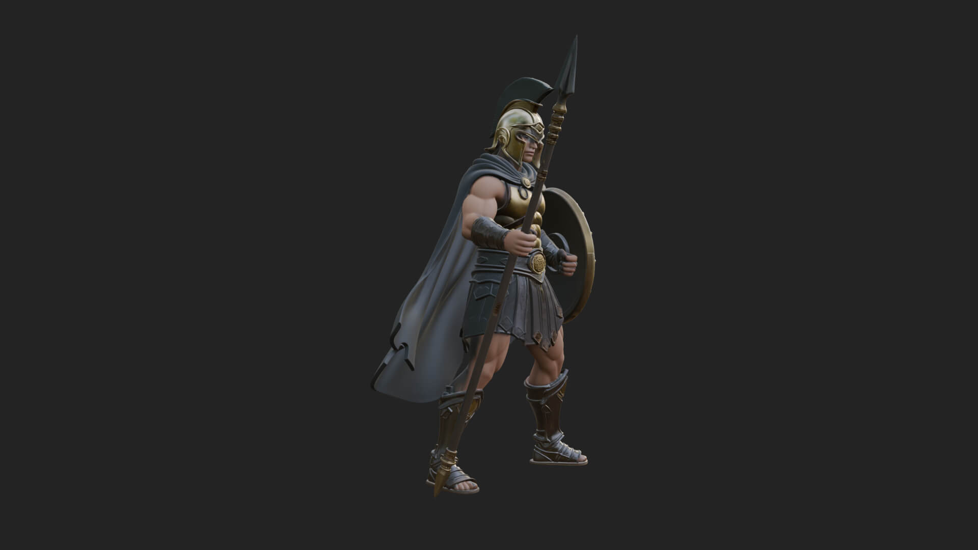 Greek Hoplite Warrior Statue Design 32 3D Print Model 3D Model
