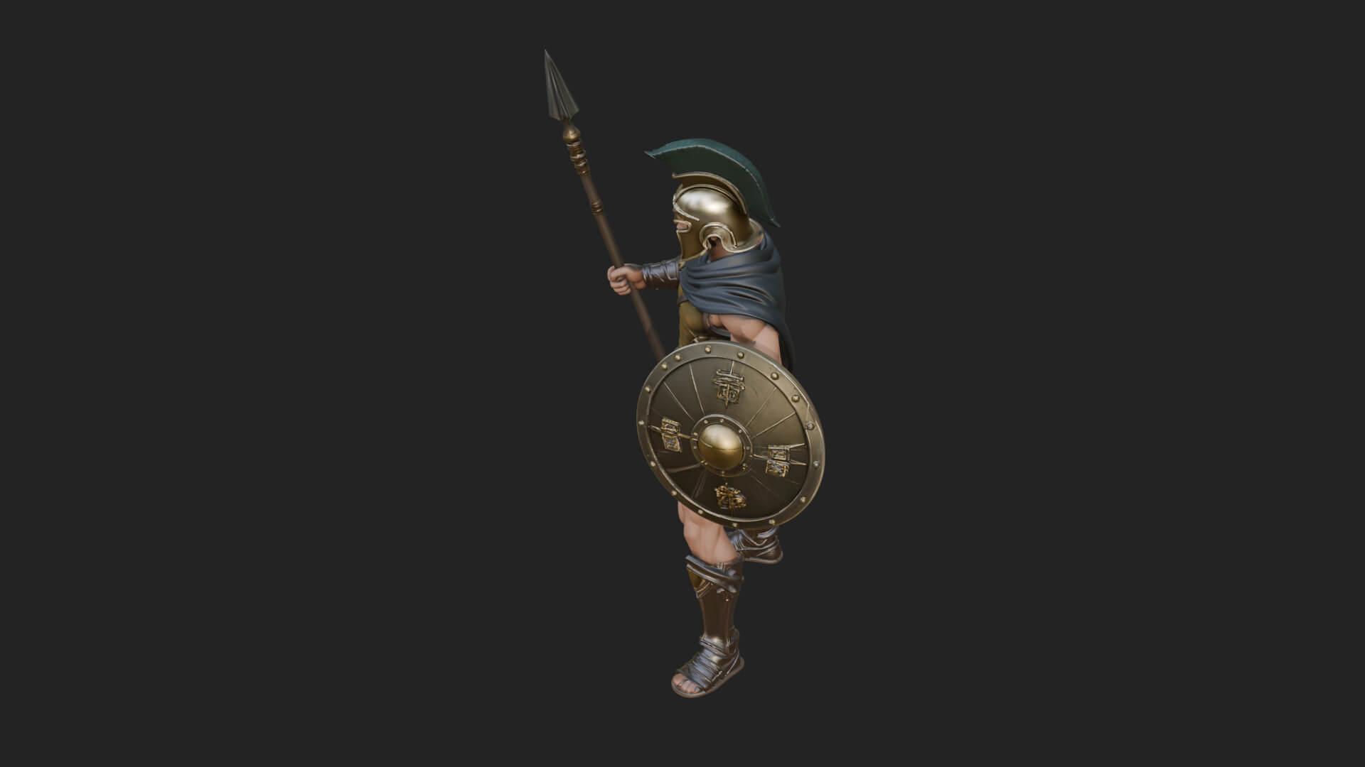 Greek Hoplite Warrior Statue Design 32 3D Print Model 3D Model
