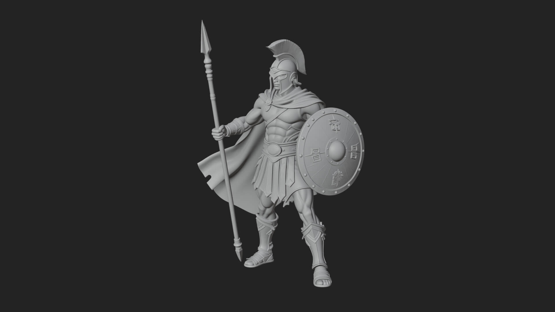 Greek Hoplite Warrior Statue Design 32 3D Print Model 3D Model