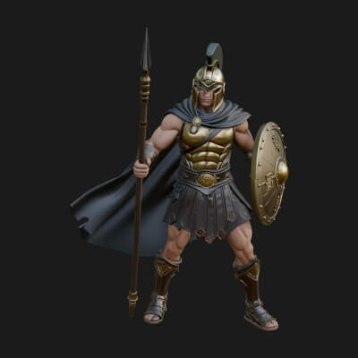 Greek Hoplite Warrior Statue Design 32 3D Print Model