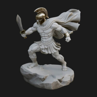 Greek Hoplite Warrior Statue Design 33 3D Print Model