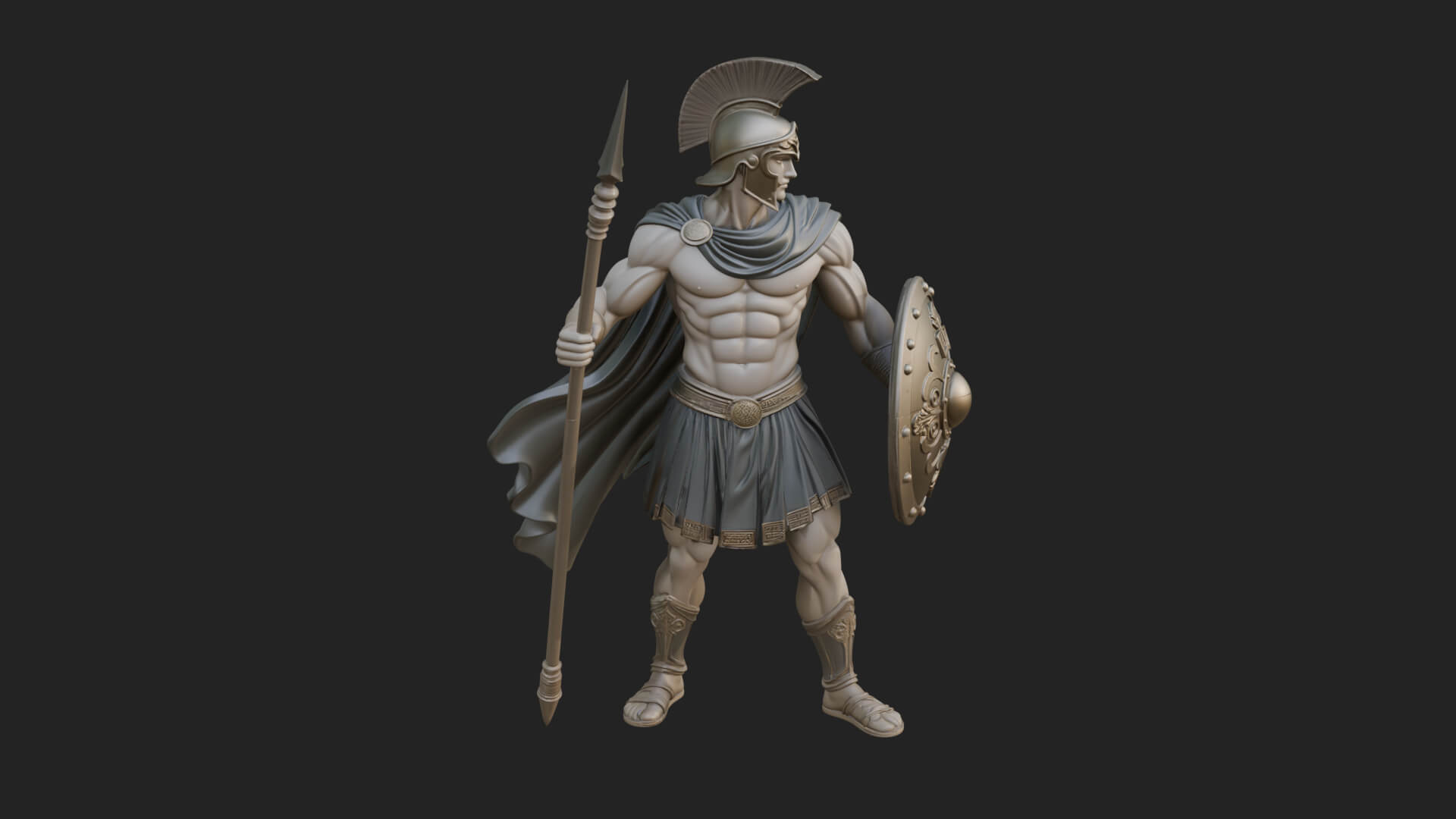 Greek Hoplite Warrior Statue Design 36 3D Print Model 3D Model