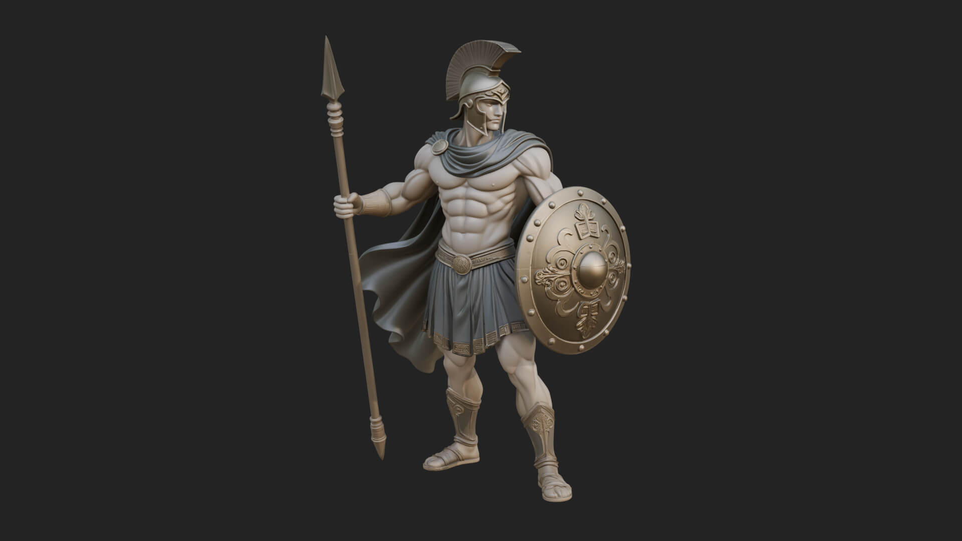 Greek Hoplite Warrior Statue Design 36 3D Print Model 3D Model