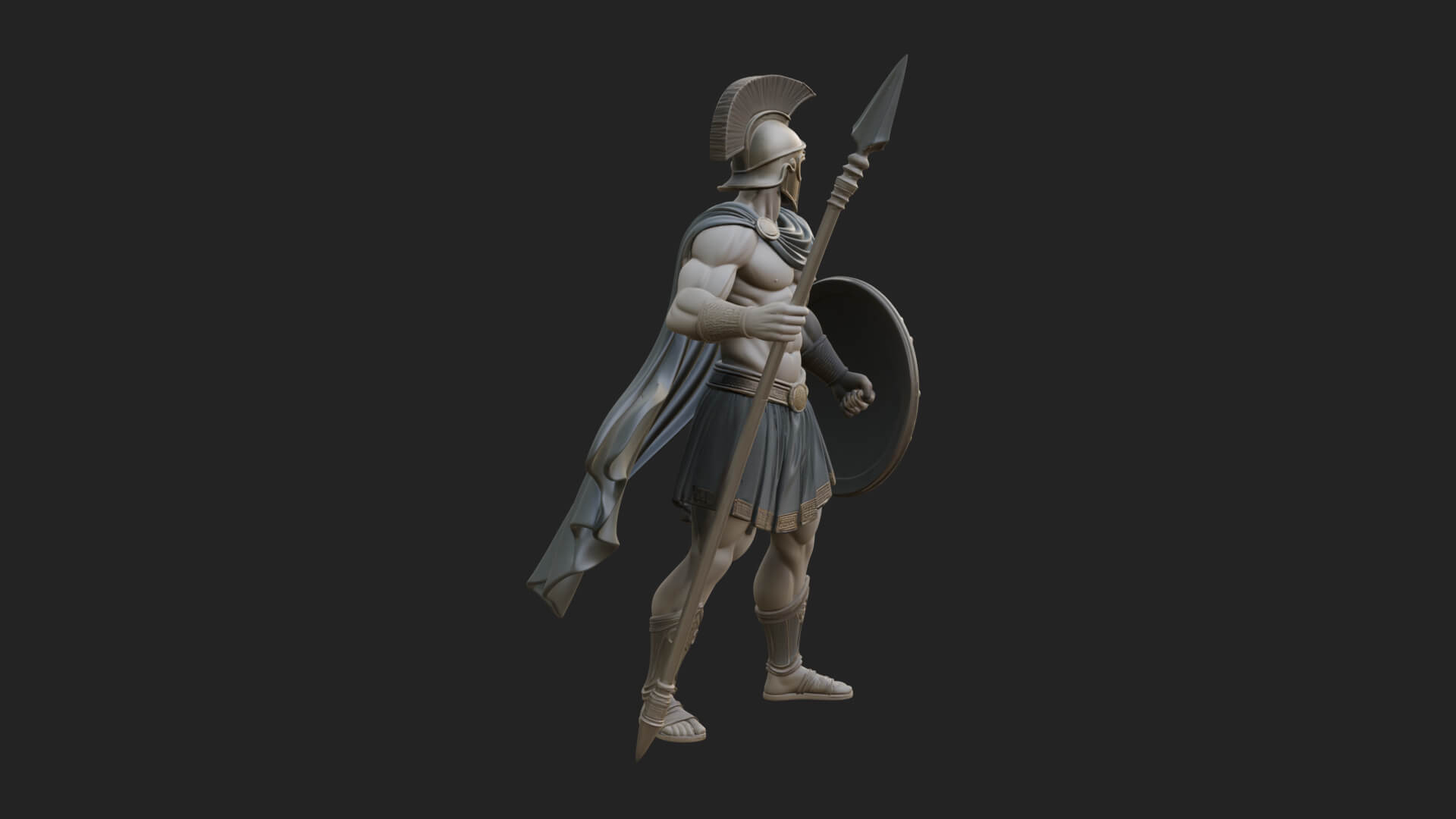 Greek Hoplite Warrior Statue Design 36 3D Print Model 3D Model