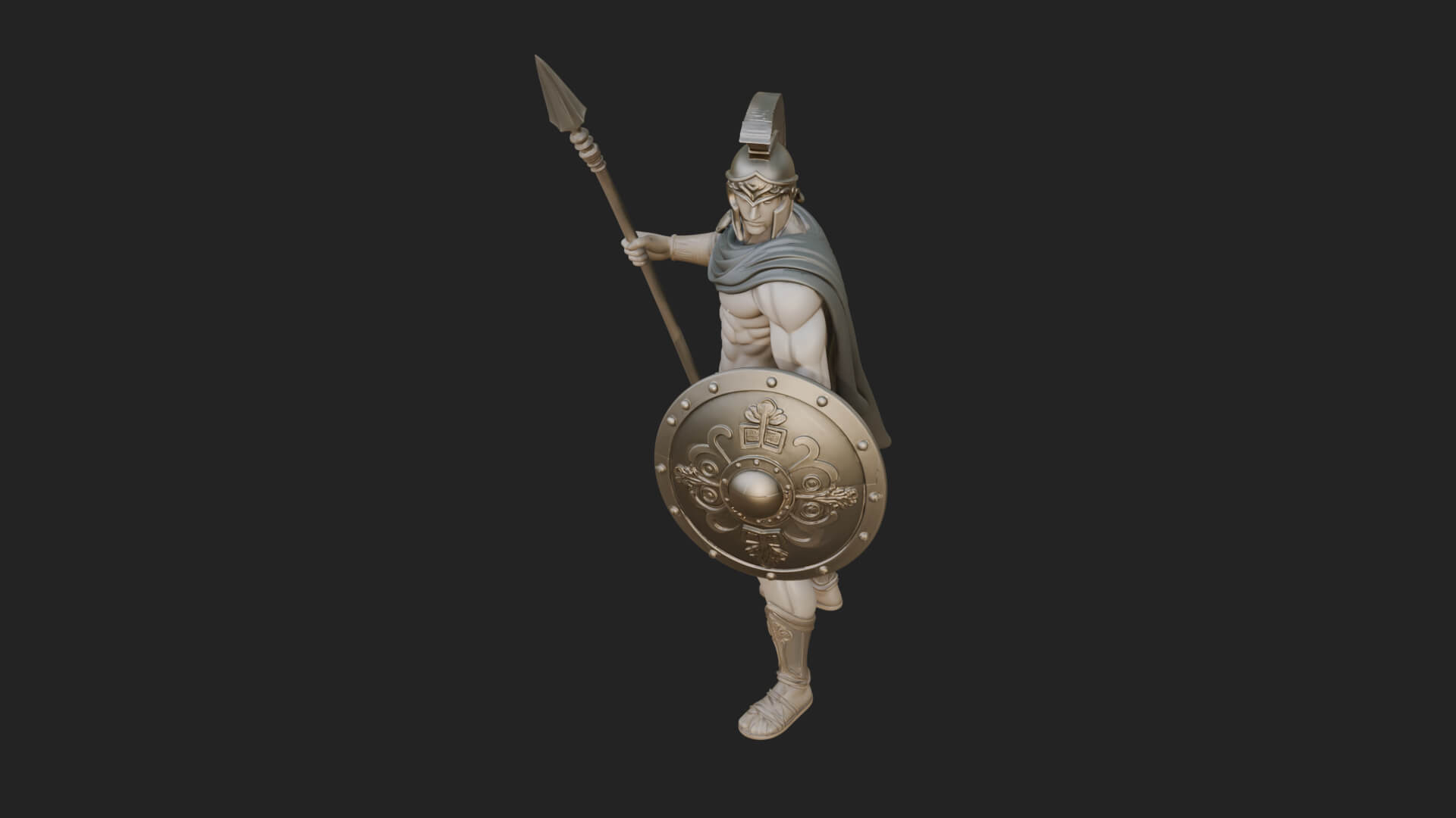 Greek Hoplite Warrior Statue Design 36 3D Print Model 3D Model