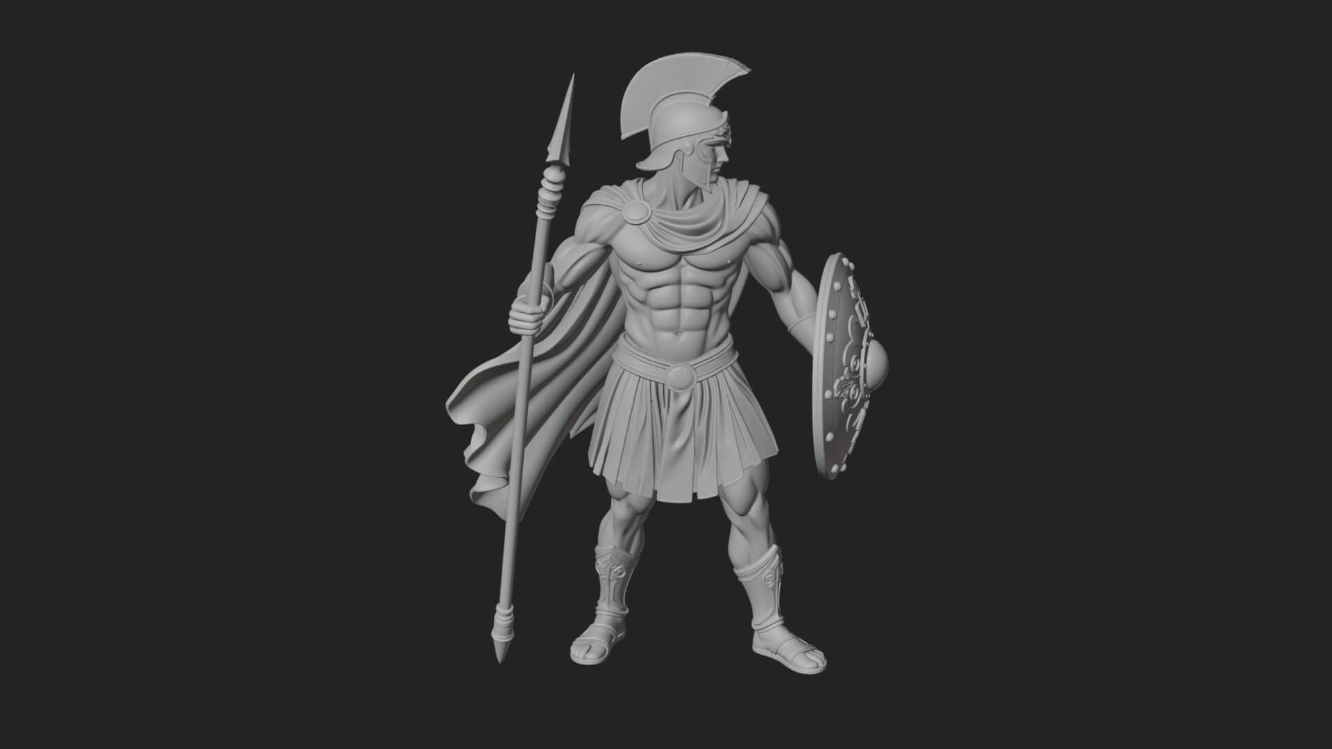 Greek Hoplite Warrior Statue Design 36 3D Print Model 3D Model