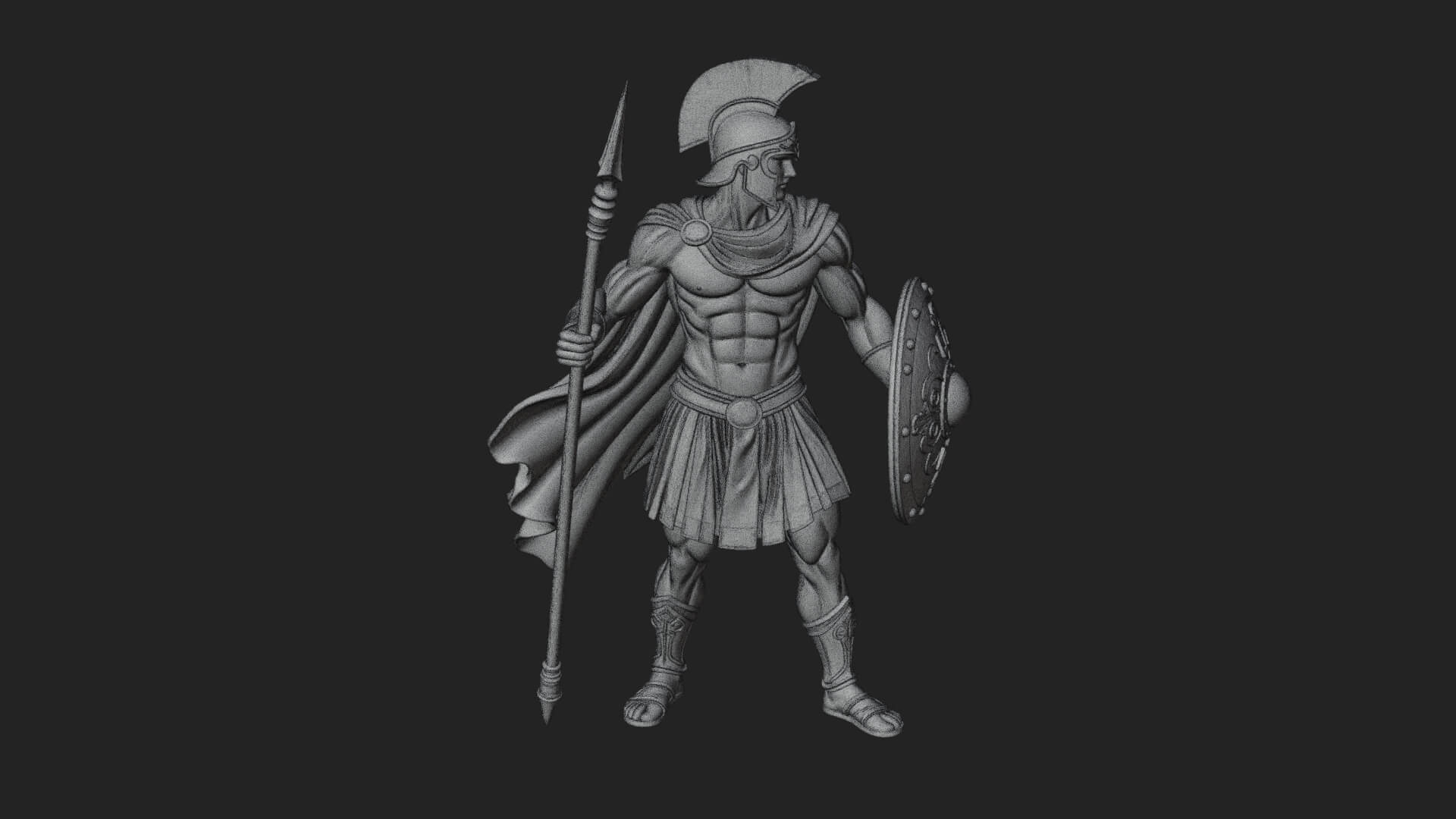 Greek Hoplite Warrior Statue Design 36 3D Print Model 3D Model
