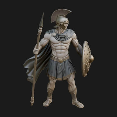 Greek Hoplite Warrior Statue Design 36 3D Print Model