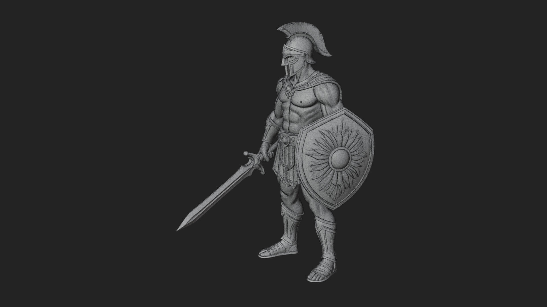 Greek Hoplite Warrior Statue Design 37 3D Print Model 3D Model