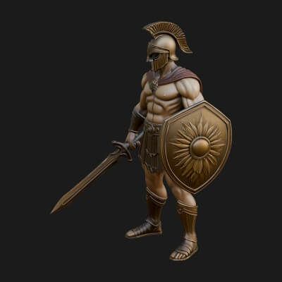 Greek Hoplite Warrior Statue Design 37 3D Print Model