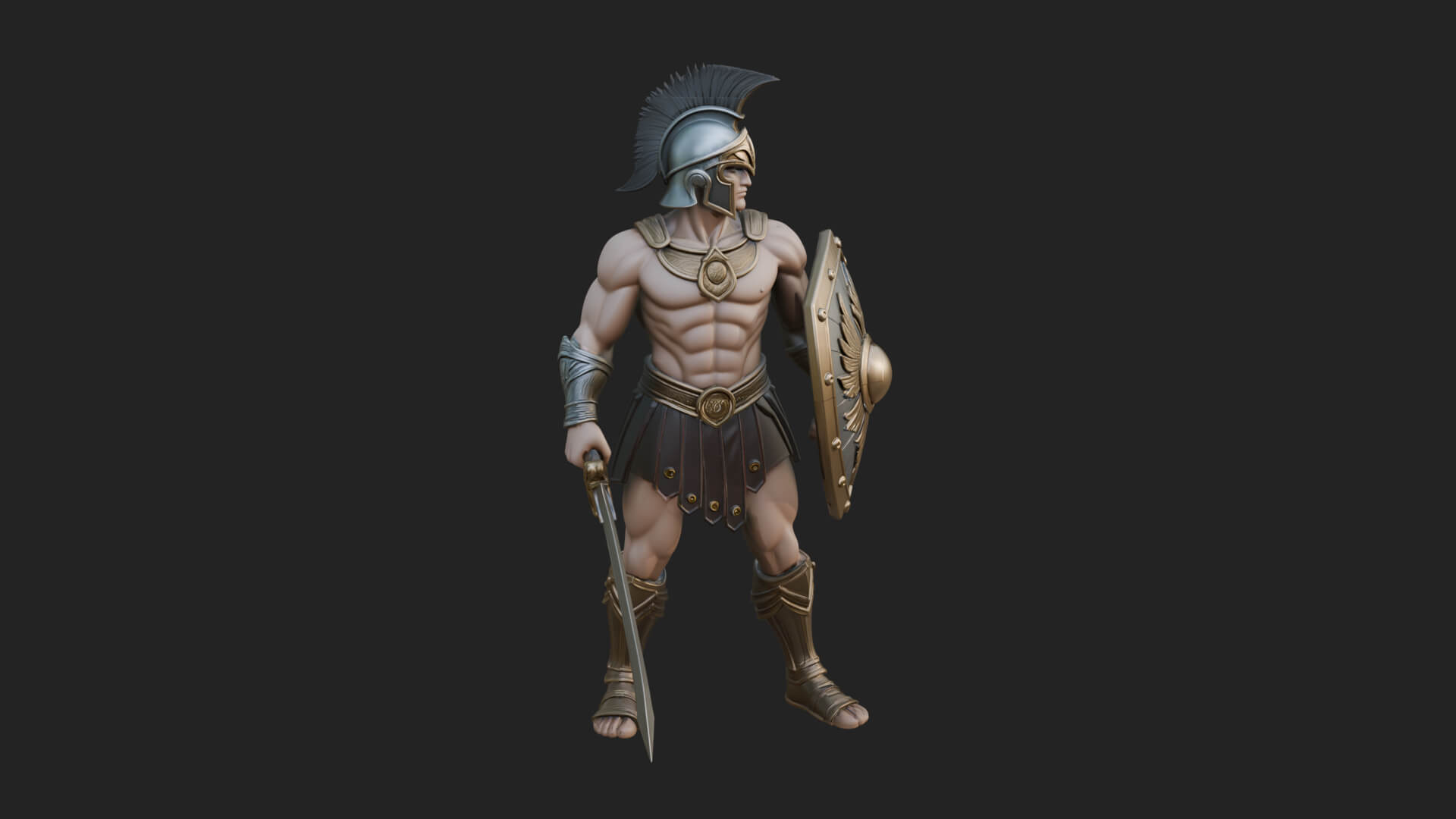 Greek Hoplite Warrior Statue Design 38 3D Print Model 3D Model