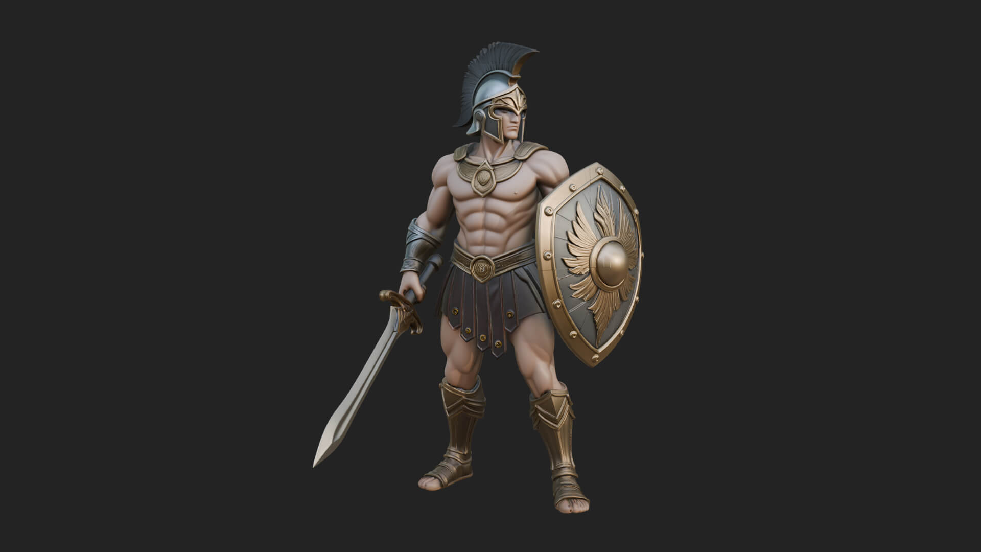Greek Hoplite Warrior Statue Design 38 3D Print Model 3D Model