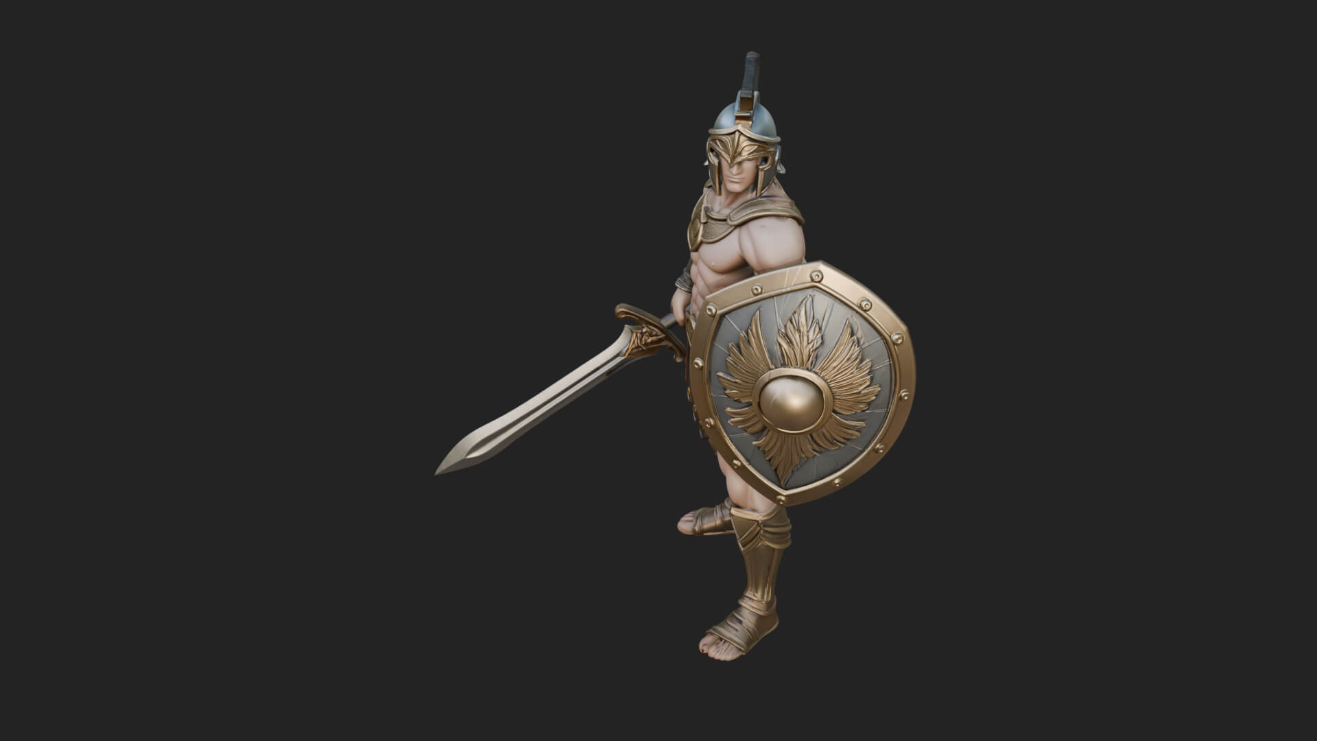 Greek Hoplite Warrior Statue Design 38 3D Print Model 3D Model