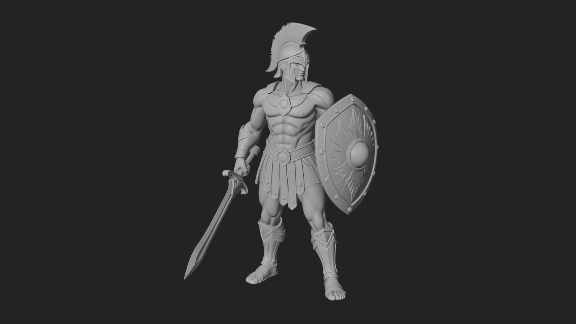 Greek Hoplite Warrior Statue Design 38 3D Print Model 3D Model
