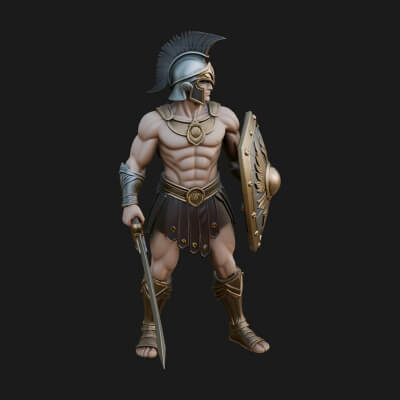 Greek Hoplite Warrior Statue Design 38 3D Print Model