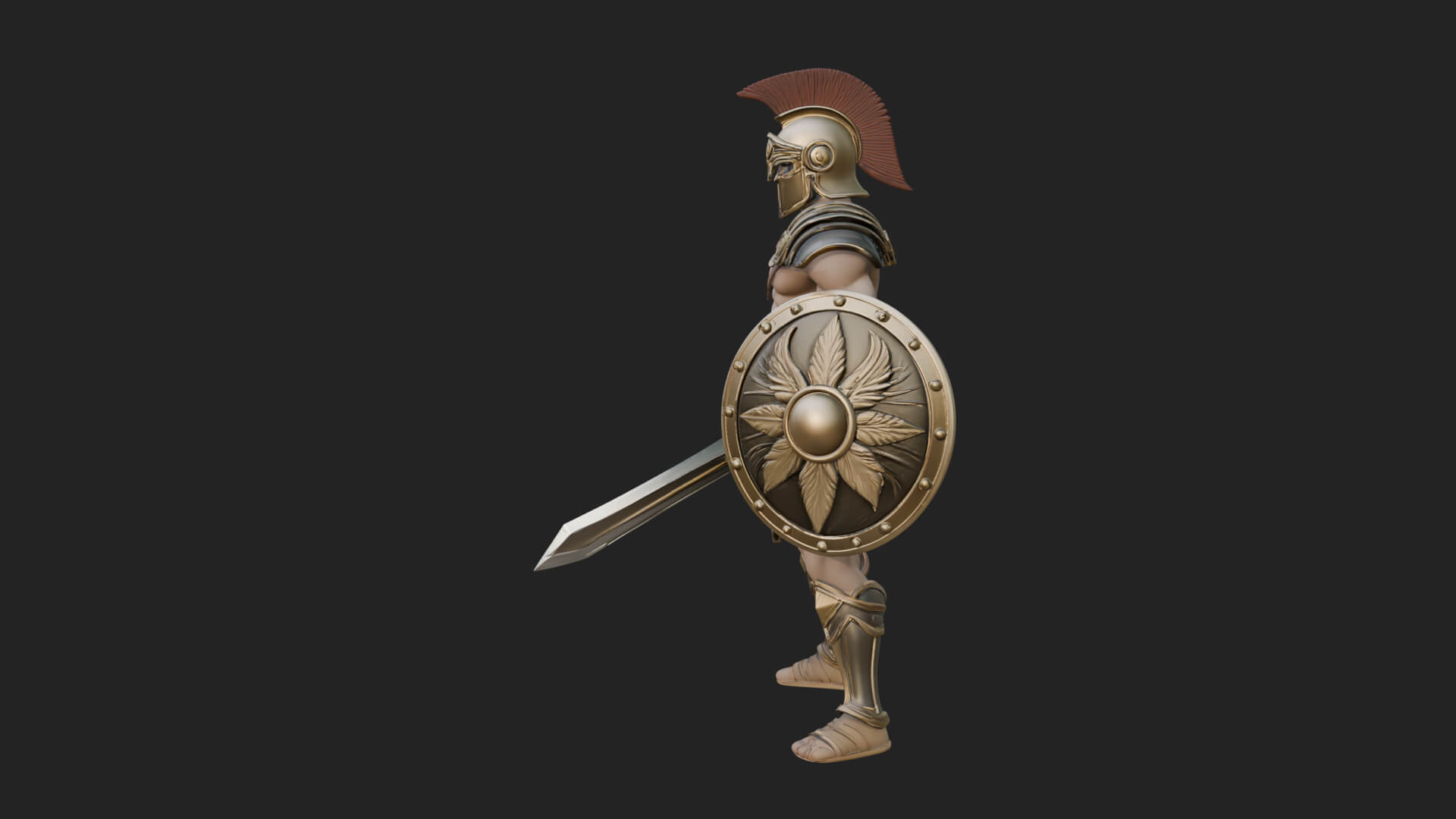 Greek Hoplite Warrior Statue Design 39 3D Print Model 3D Model