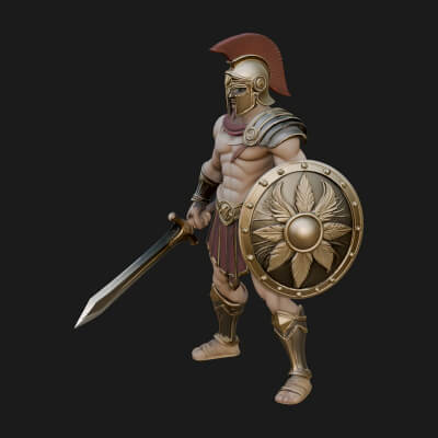 Greek Hoplite Warrior Statue Design 39 3D Print Model