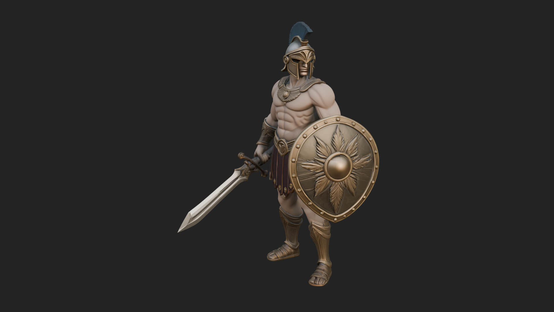 Greek Hoplite Warrior Statue Design 40 3D Print Model 3D Model