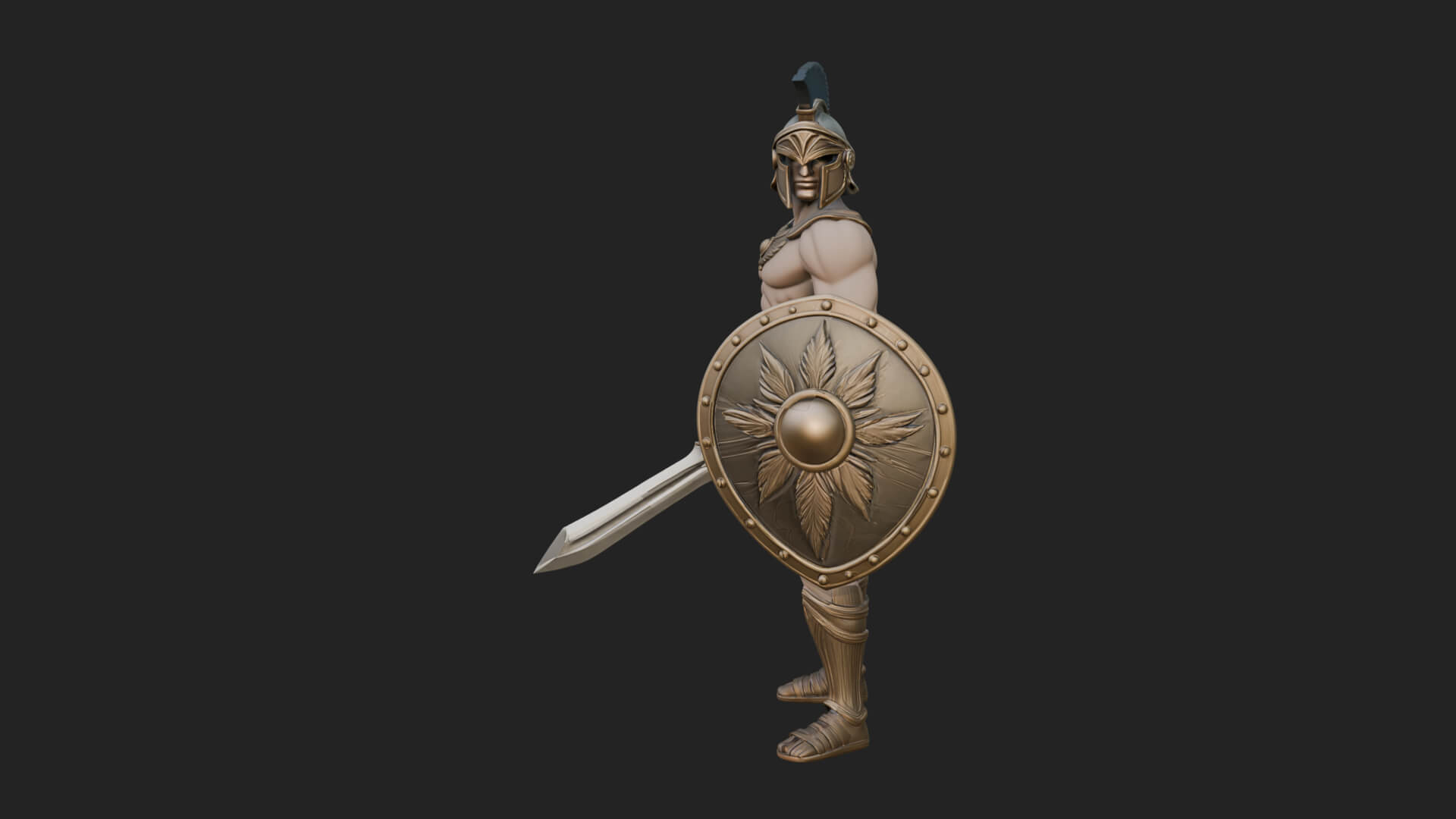 Greek Hoplite Warrior Statue Design 40 3D Print Model 3D Model