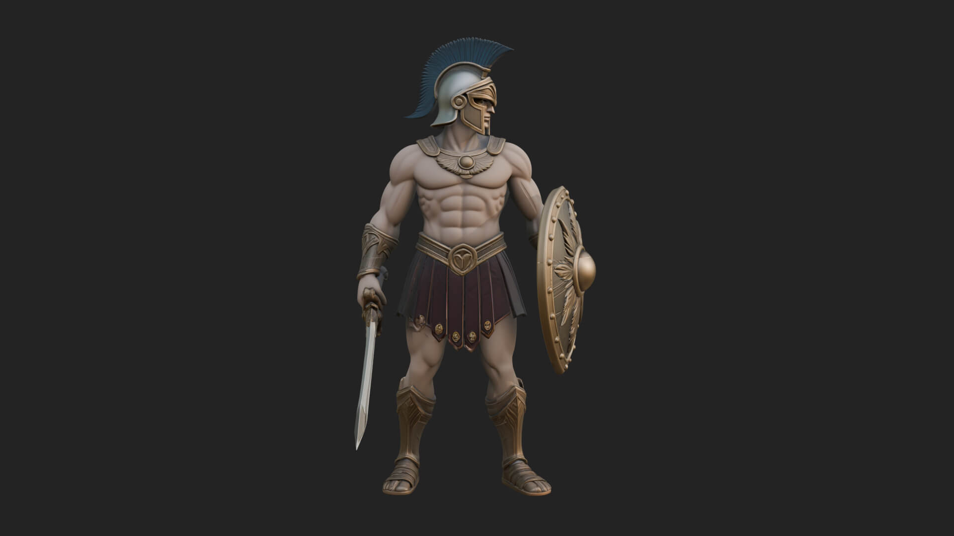 Greek Hoplite Warrior Statue Design 40 3D Print Model 3D Model