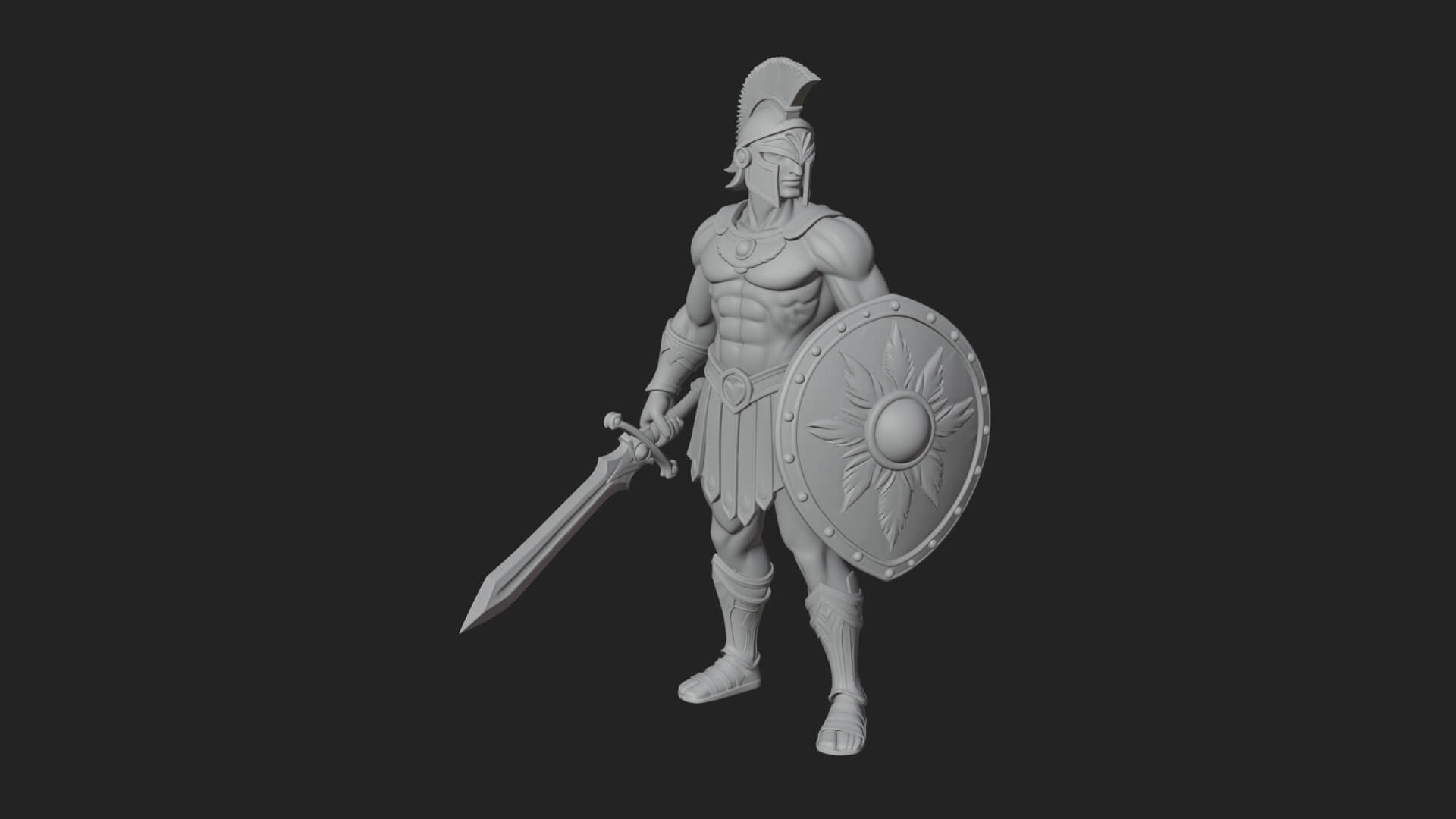 Greek Hoplite Warrior Statue Design 40 3D Print Model 3D Model