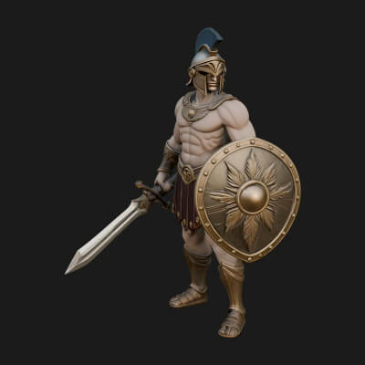 Greek Hoplite Warrior Statue Design 40 3D Print Model