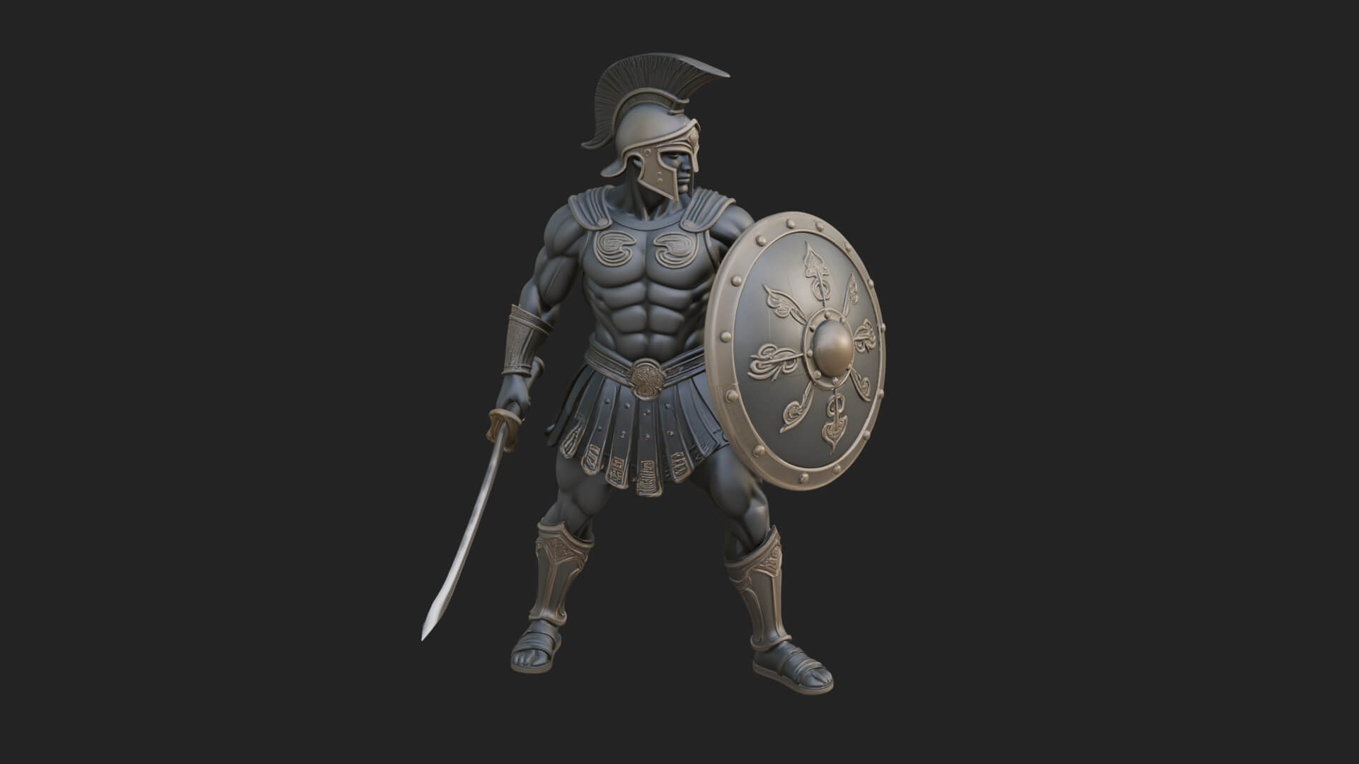 Greek Hoplite Warrior Statue Design 41 3D Print Model 3D Model