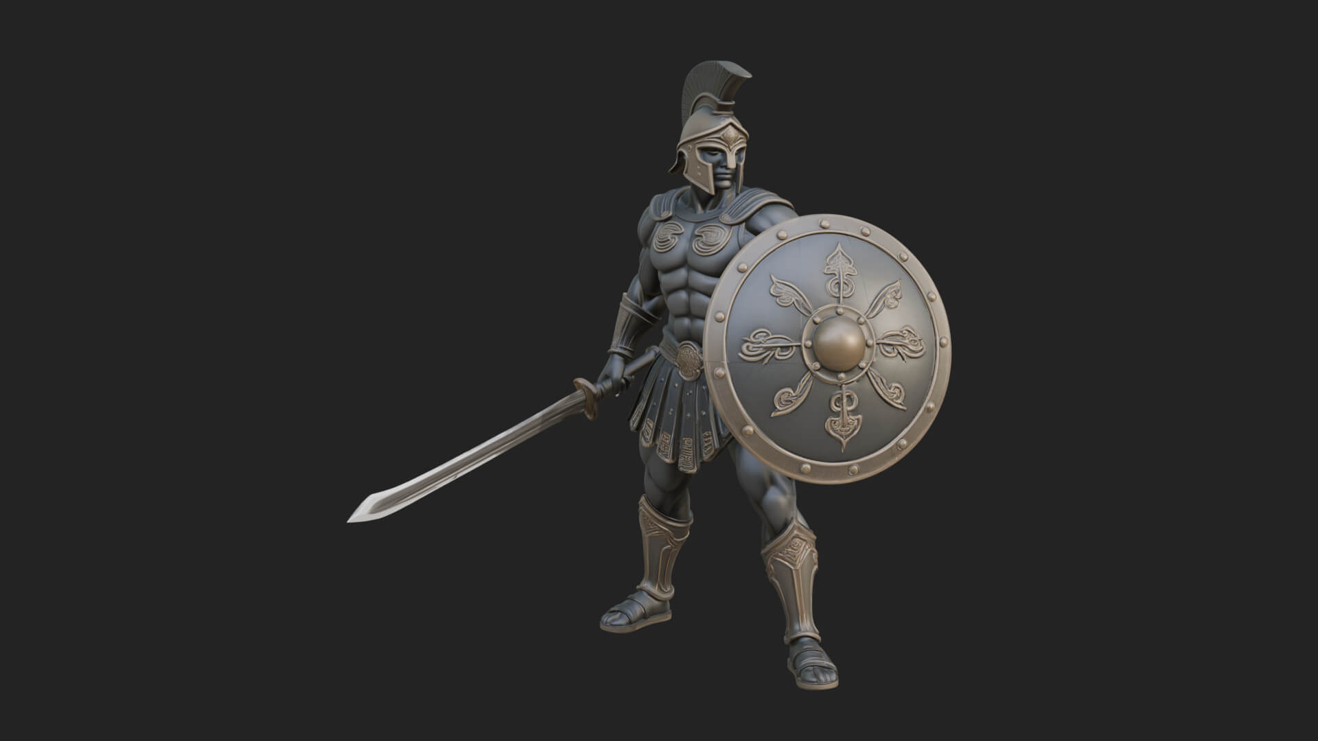 Greek Hoplite Warrior Statue Design 41 3D Print Model 3D Model