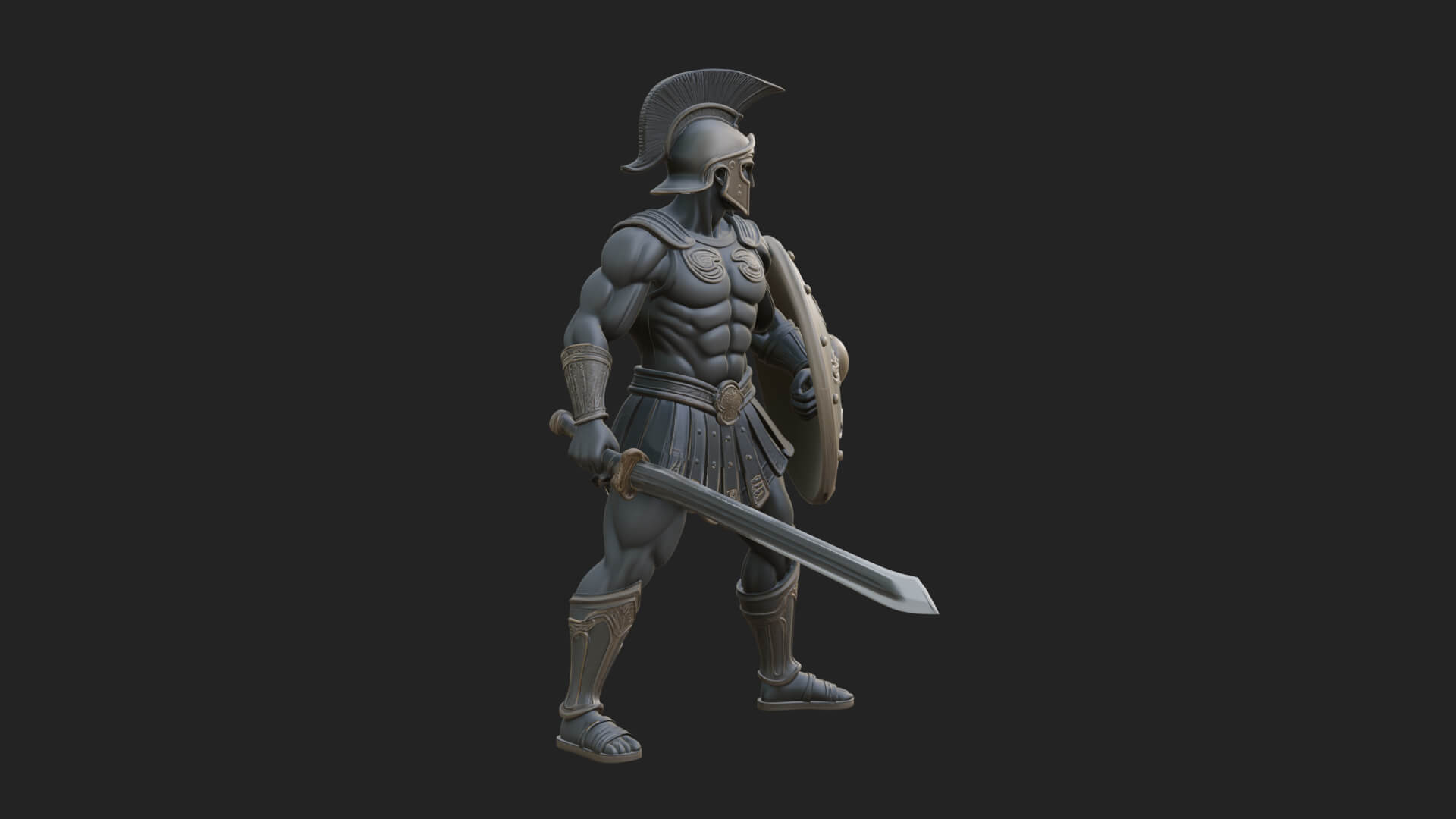 Greek Hoplite Warrior Statue Design 41 3D Print Model 3D Model