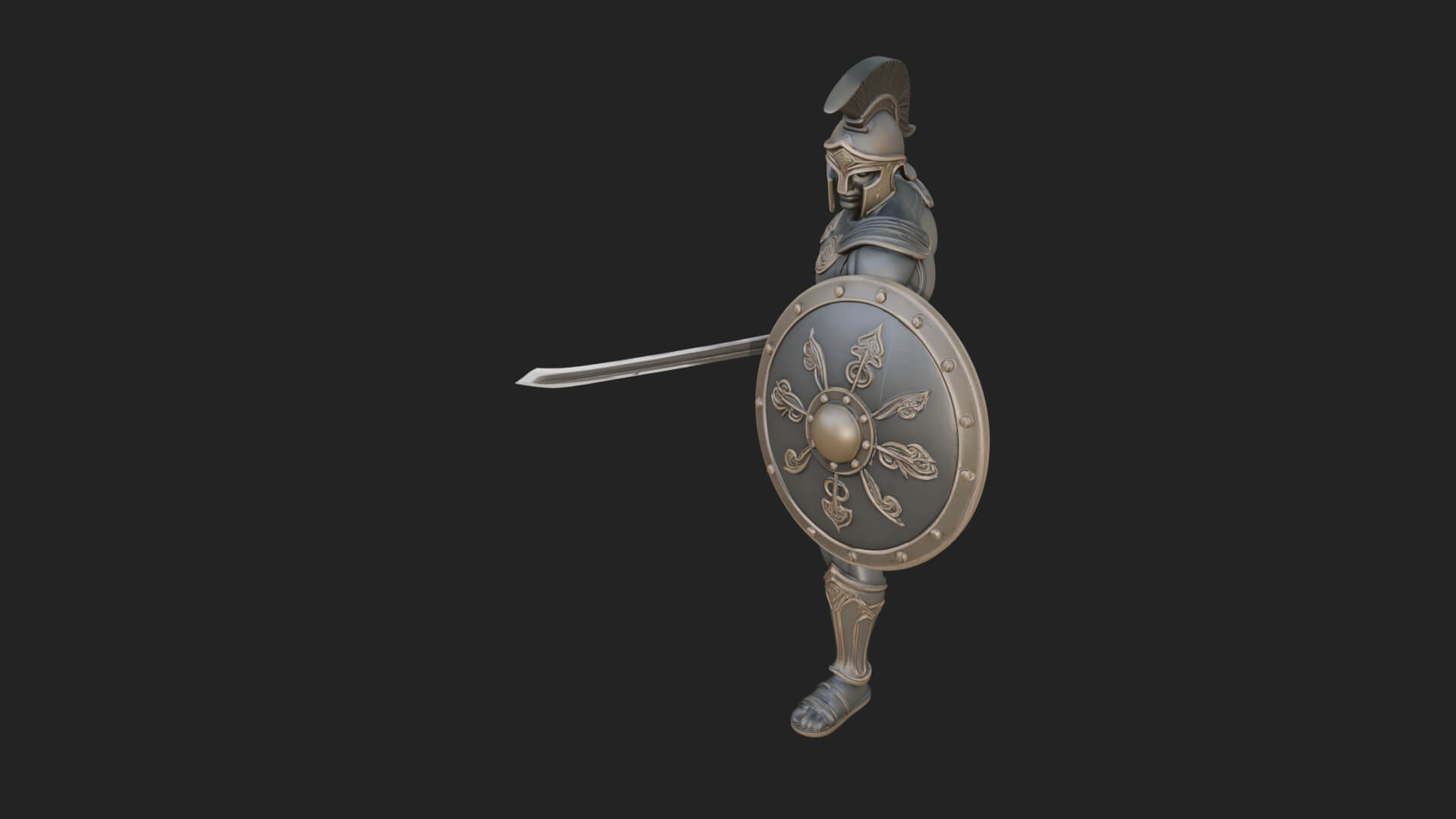 Greek Hoplite Warrior Statue Design 41 3D Print Model 3D Model