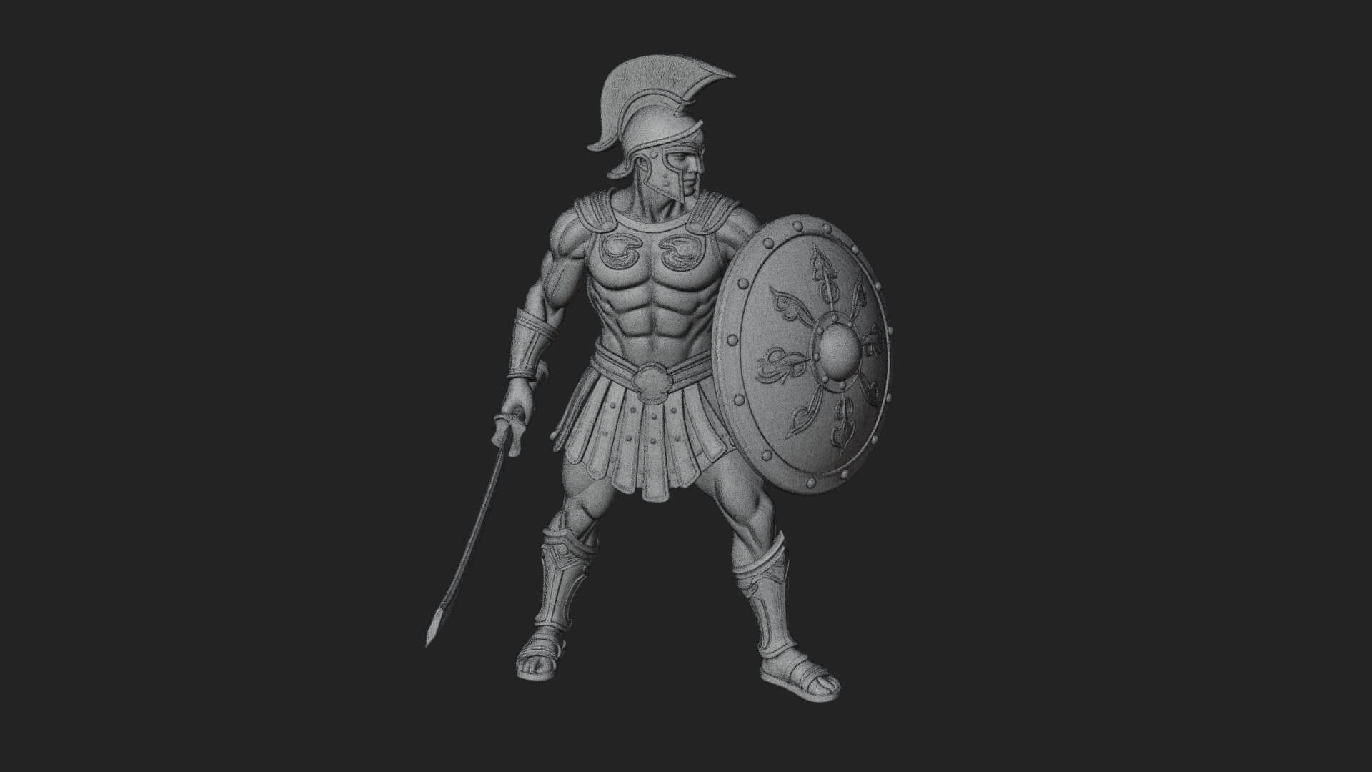 Greek Hoplite Warrior Statue Design 41 3D Print Model 3D Model