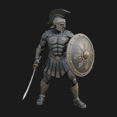 Greek Hoplite Warrior Statue Design 41 3D Print Model