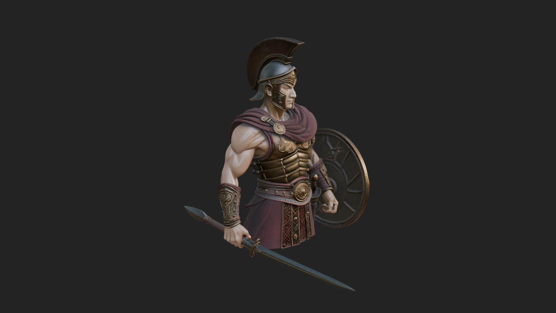 Greek Hoplite Warrior Statue Design 42 3D Print Model 3D Model