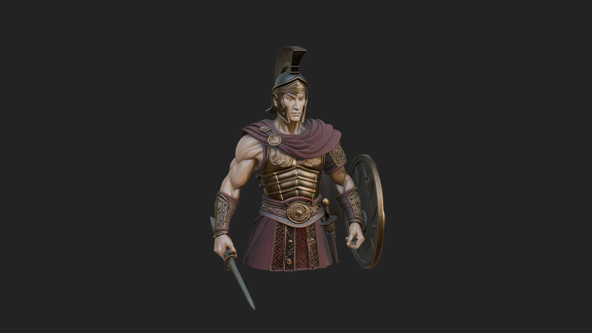 Greek Hoplite Warrior Statue Design 42 3D Print Model 3D Model