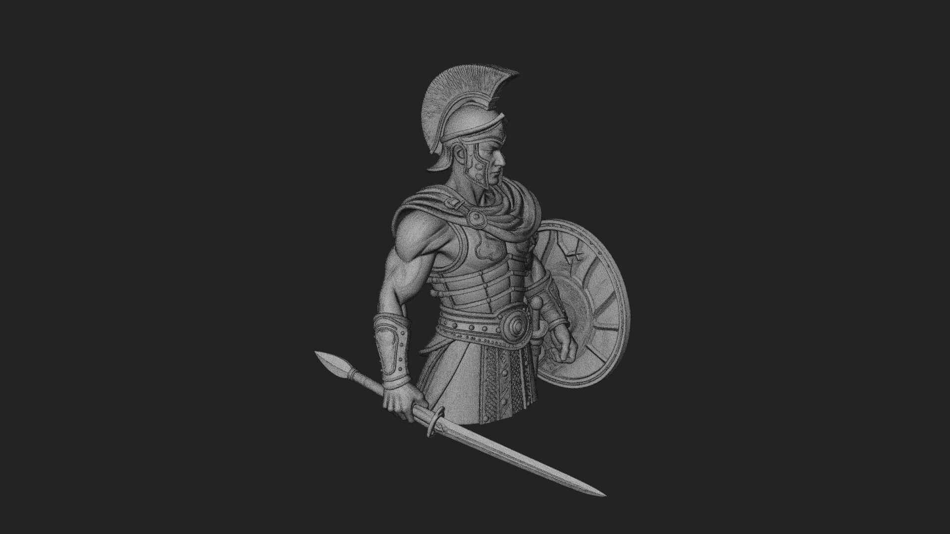 Greek Hoplite Warrior Statue Design 42 3D Print Model 3D Model