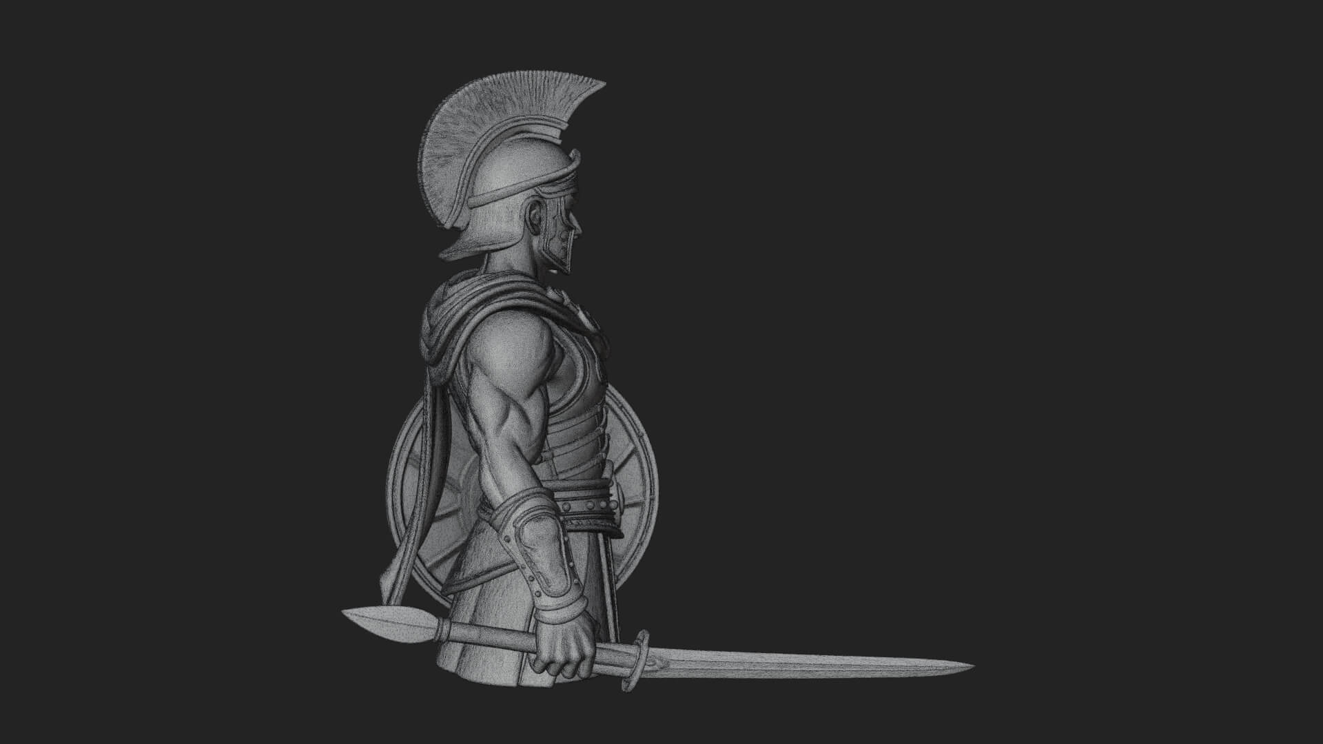 Greek Hoplite Warrior Statue Design 42 3D Print Model 3D Model
