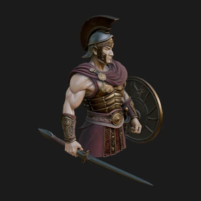 Greek Hoplite Warrior Statue Design 42 3D Print Model