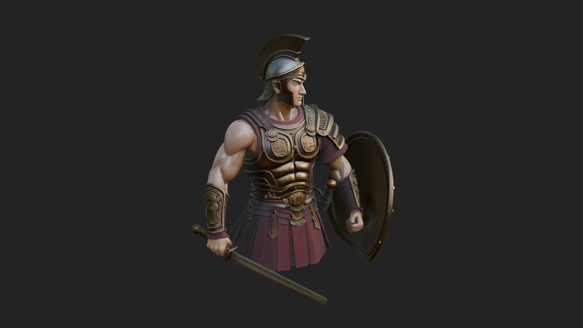 Greek Hoplite Warrior Statue Design 43 3D Print Model 3D Model