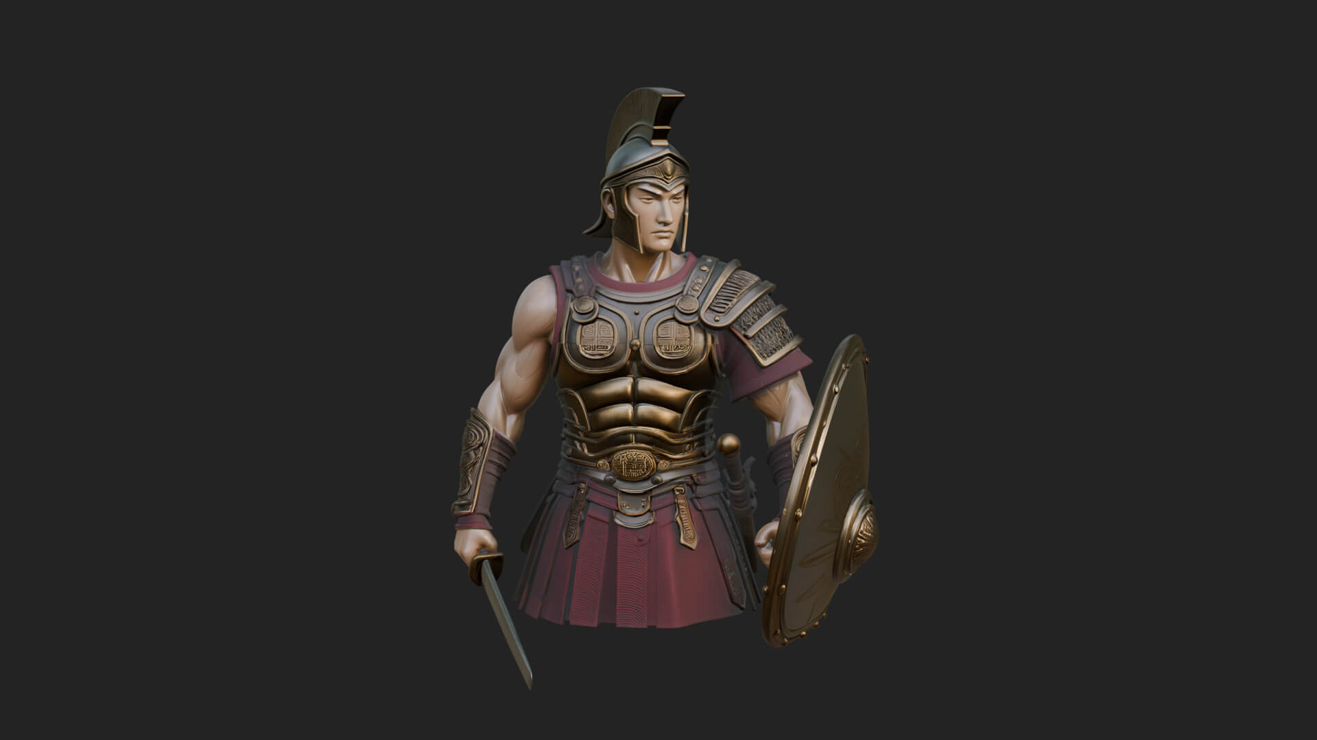 Greek Hoplite Warrior Statue Design 43 3D Print Model 3D Model