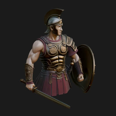 Greek Hoplite Warrior Statue Design 43 3D Print Model