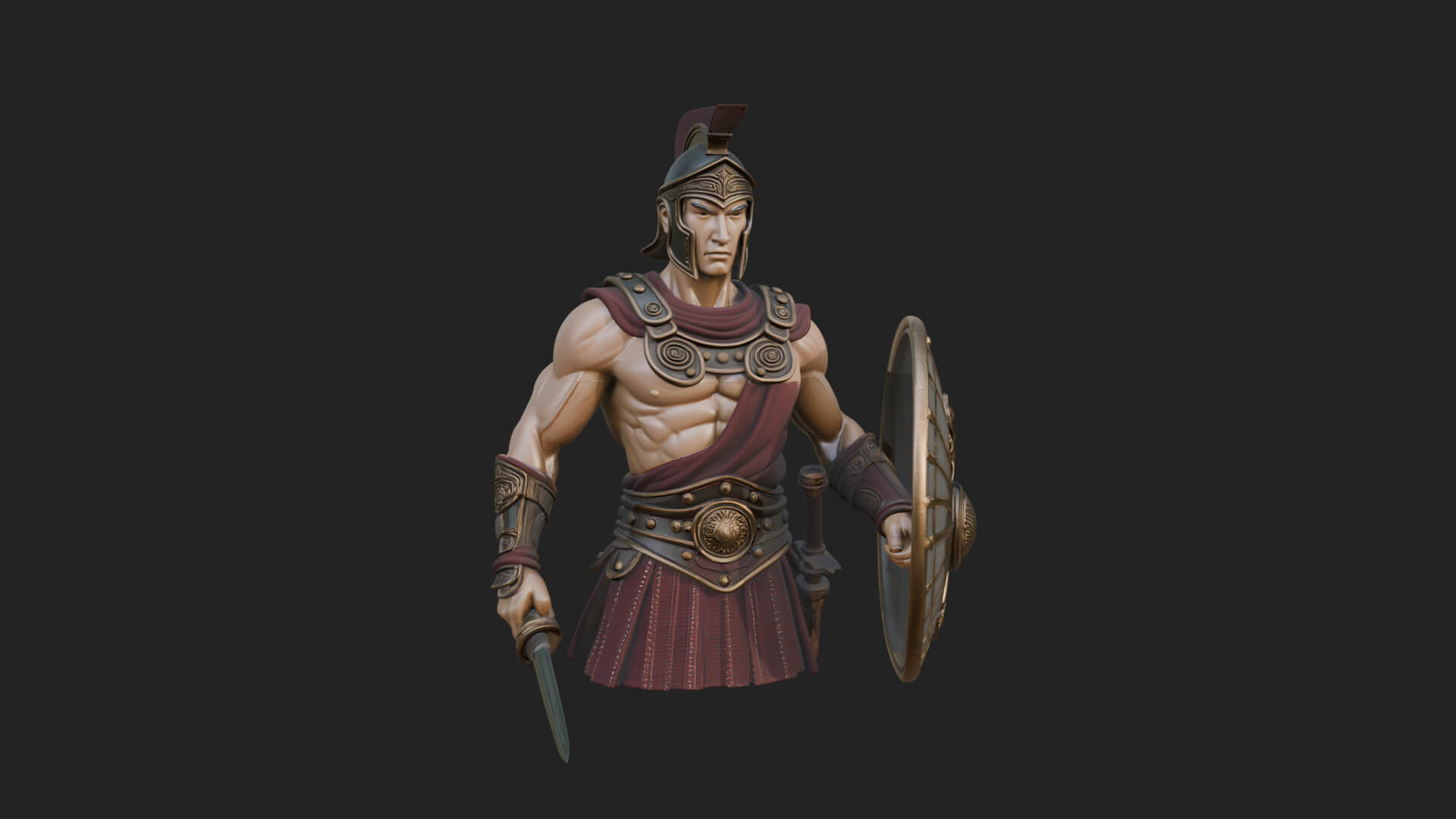 Greek Hoplite Warrior Statue Design 44 3D Print Model 3D Model