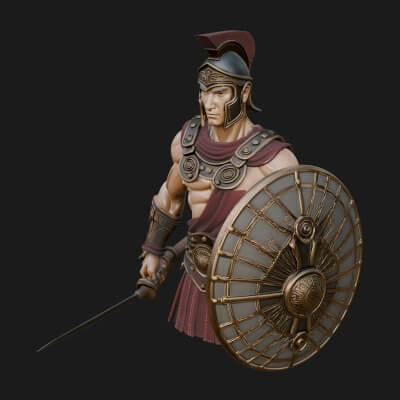 Greek Hoplite Warrior Statue Design 44 3D Print Model