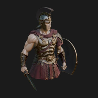 Greek Hoplite Warrior Statue Design 45 3D Print Model