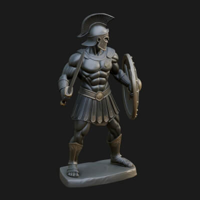 Greek Hoplite Warrior Statue Design 5 3D Print Model