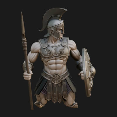 Greek Hoplite Warrior Statue Design 6 3D Print Model