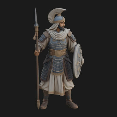 Greek Hoplite Warrior Statue Design 7 3D Print Model